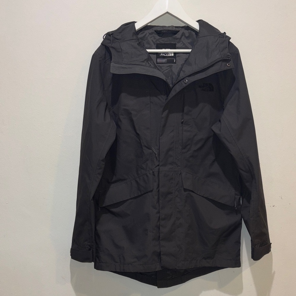 The North Face Mens El Misti Hooded Trench Rain Jacket, Charcoal Gray Size Sm